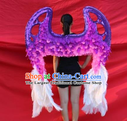 Top Stage Show Purple Feather Giant Wings Opening Dance Back Accessories Halloween Cosplay Angel Decorations Miami Catwalks Props