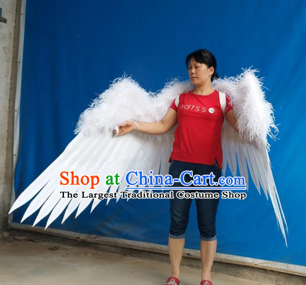 Top Opening Dance Deluxe White Feather Wings Brazilian Parade Catwalks Accessories Halloween Cosplay Back Decorations Miami Angel Props