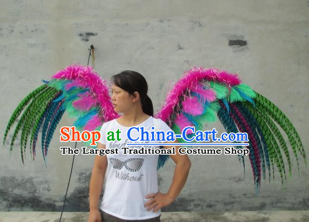 Top Miami Catwalks Angel Props Stage Show Colorful Feather Wings Opening Dance Back Accessories Brazil Parade Decorations