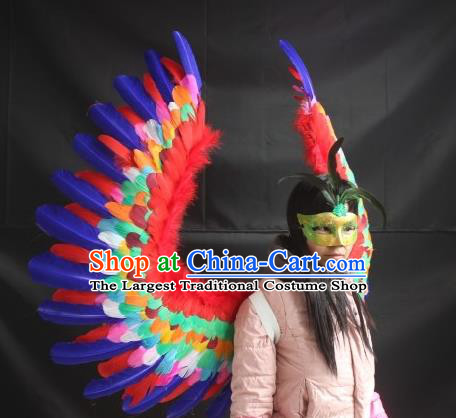 Top Brazil Parade Decorations Miami Catwalks Angel Props Stage Show Colorful Feather Wings Opening Dance Back Accessories