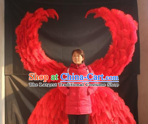 Top Miami Catwalks Angel Props Stage Show Red Feather Wings Opening Dance Back Accessories Brazil Parade Decorations
