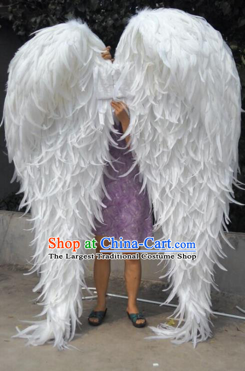 Top Stage Show Deluxe White Feather Wings Opening Dance Back Accessories Halloween Cosplay Performance Decorations Miami Angel Catwalks Giant Props