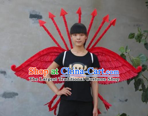 Top Miami Catwalks Red Feather Props Stage Show Angel Wings Opening Dance Back Accessories Brazil Parade Decorations