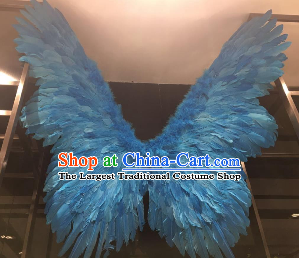 Top Brazil Parade Back Decorations Halloween Cosplay Blue Feather Butterfly Props Stage Show Angel Wings Miami Catwalks Accessories