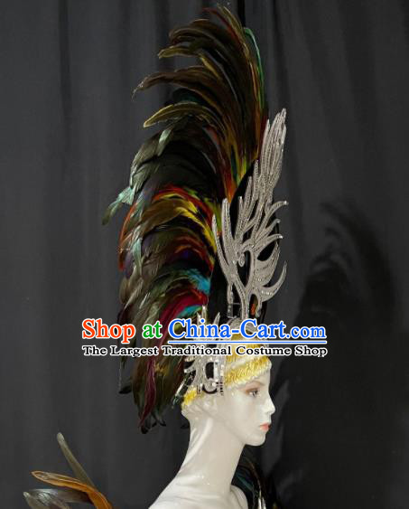 Custom Halloween Performance Headdress Brazil Parade Giant Hat Samba Dance Hair Accessories Opening Dance Deluxe Feather Hair Crown