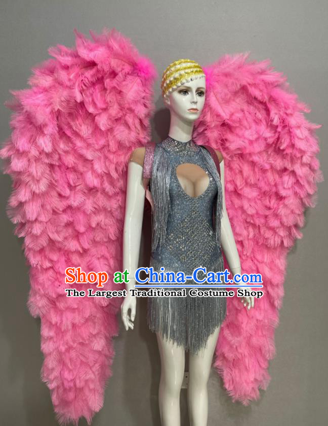 Top Samba Dance Pink Feather Wing Props Stage Show Giant Angel Wings Miami Catwalks Accessories Brazil Parade Back Decorations