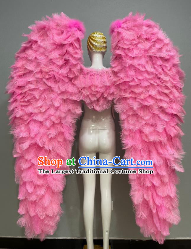 Top Samba Dance Pink Feather Wing Props Stage Show Giant Angel Wings Miami Catwalks Accessories Brazil Parade Back Decorations