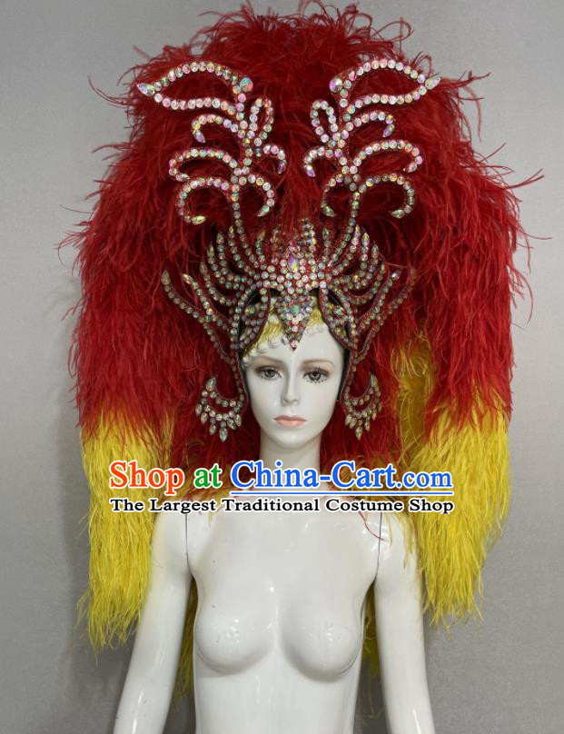 Custom Catwalks Giant Hair Crown Halloween Opening Dance Headdress Brazil Parade Feather Hat Samba Dance Hair Accessories
