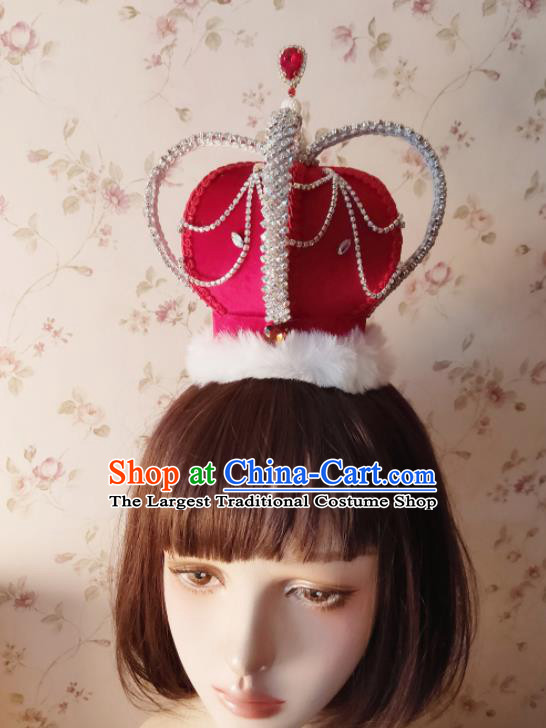 Custom Wedding Bride Hair Accessories European Queen Retro Red Royal Crown Baroque Monarchess Pearls Tiara Headdress