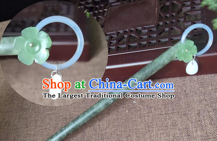 China Handmade Jade Hairpin Traditional Hanfu Hair Accessories Ancient Princess Hair Stick Classical Cheongsam Headpiece