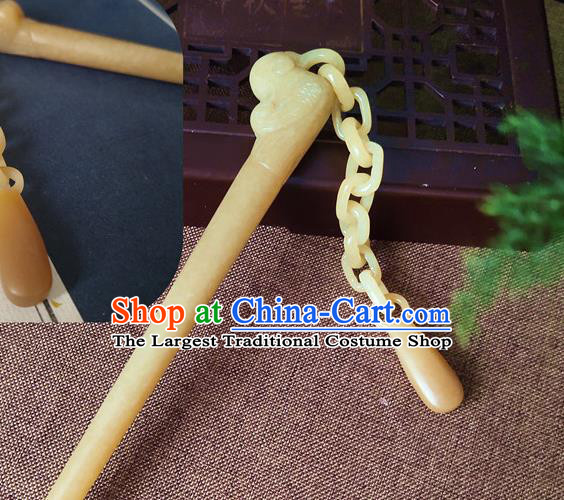 China Ancient Court Lady Tassel Hair Stick Classical Headpiece Handmade Jade Carving Hairpin Traditional Hair Accessories