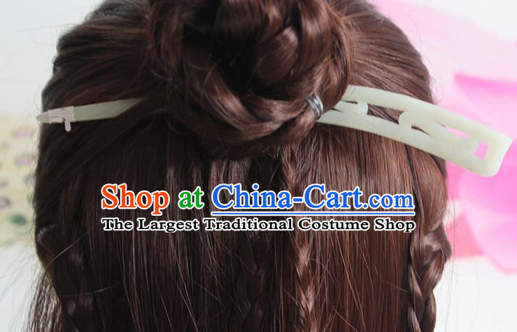 China Han Dynasty Hair Stick Ancient Empress Headwear Handmade Jade Carving Hairpin Traditional Hanfu Hair Accessories