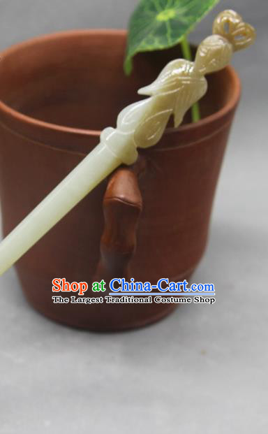 China Classical Headpiece Handmade Jade Carving Fairy Hairpin Traditional Hair Accessories Ancient Princess Hair Stick