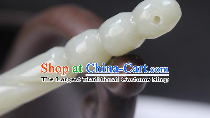 China Classical Tassel Headpiece Handmade Jade Carving Hairpin Traditional Cheongsam Hair Accessories Women Hair Stick