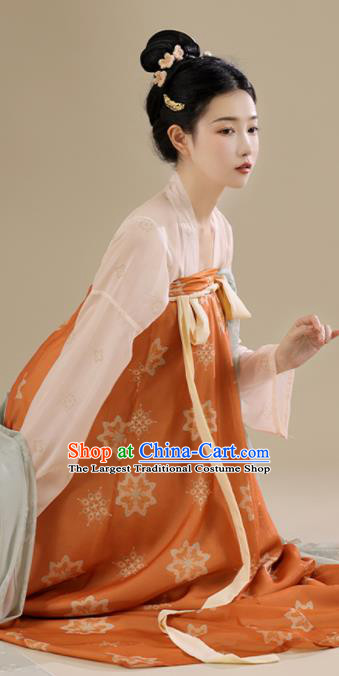 China Ancient Palace Beauty Clothing Tang Dynasty Garment Costumes Traditional Court Hanfu Dress Apparels