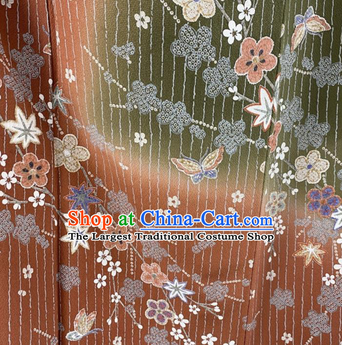 Japanese Classical Butterfly Plum Pattern Tsukesage Kimono Costume Court Woman Yukata Dress Traditional Clothing
