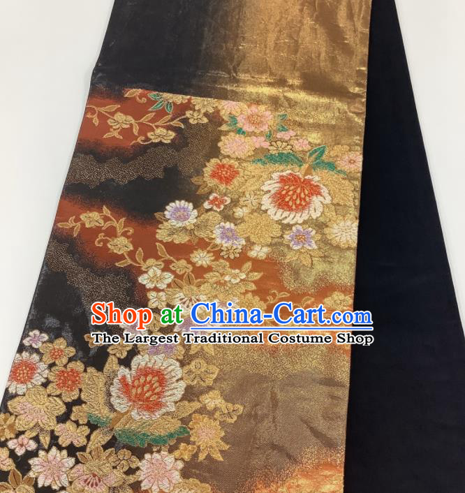 Japanese Traditional Yukata Robe Nishijin Girdle Accessories Classical Flowers Pattern Kimono Belt Handmade Brocade Waistband