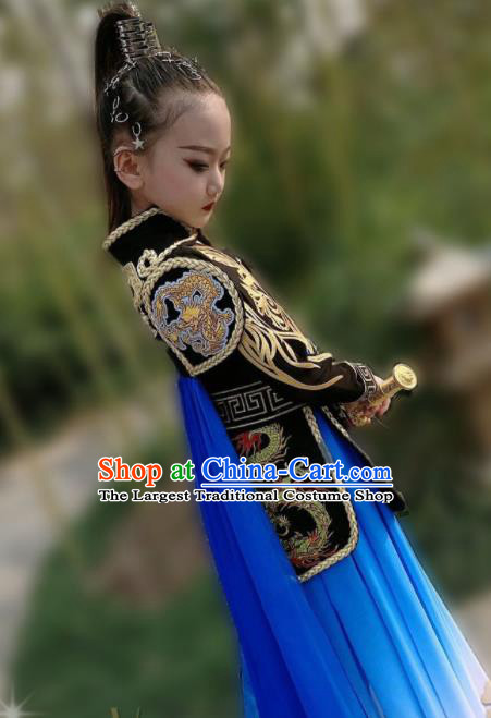 Chinese Girl Catwalk Show Clothing Martial Arts Garment Costume Children Kung Fu Outfits Stage Performance Swordsman Fashion