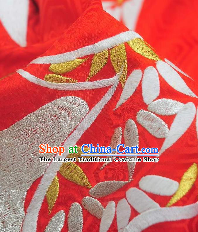 Japanese Traditional Court Princess Clothing Classical Cranes Pattern Furisode Kimono Costume Wedding Bride Red Yukata Dress