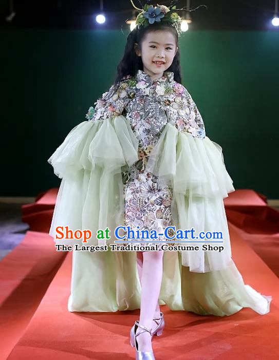 Custom Stage Show Trailing Full Dress Modern Dance Fashion Baroque Princess Clothing Girl Catwalks Garment Costumes