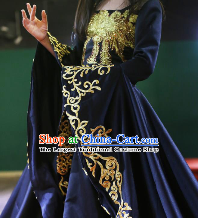 Custom Girl Catwalks Garment Costumes Stage Show Black Fishtail Full Dress Modern Dance Fashion Baroque Queen Clothing