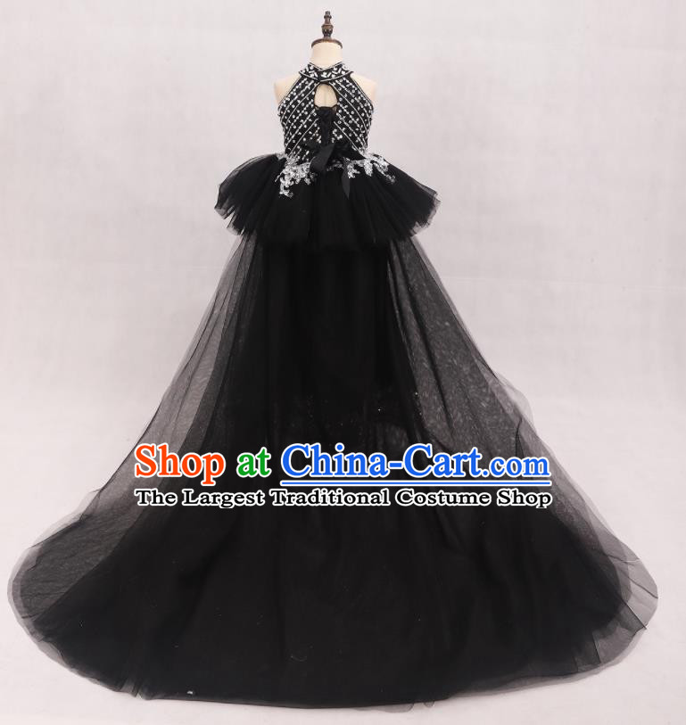 Custom Girl Catwalks Garment Costume Stage Show Black Full Dress Baroque Princess Fashion Modern Dance Clothing