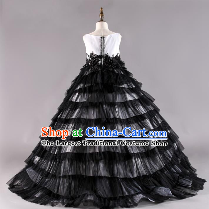 Custom Girl Catwalks Garment Costume Stage Show Black Veil Full Dress Fairy Princess Fashion Modern Dance Clothing