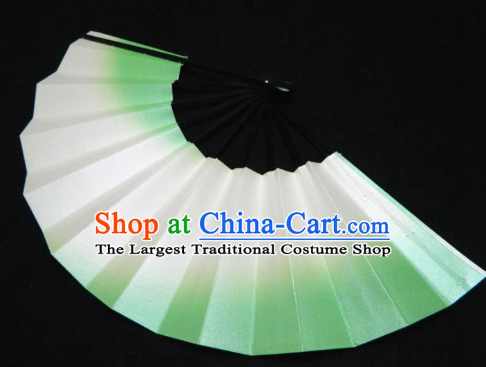 Japan Traditional Court Light Green Fan Handmade Craft Fans Geisha Performance Accordion Classical Dance Folding Fan