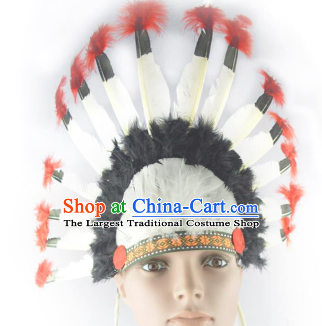 Professional Malankara Wild Man Hair Accessories Tribe Chief Headwear Halloween Fancy Ball Headdress Cosplay Hunter Feather Hair Crown
