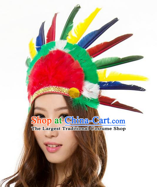 Professional Cosplay Hunter Feather Hair Crown Malankara Wild Man Hair Accessories Tribe Chief Headwear Halloween Fancy Ball Headdress