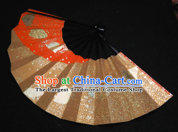 Japan Handmade Kimono Dance Accordion Craft Classical Dance Fan Traditional Geisha Performance Golden Folding Fan
