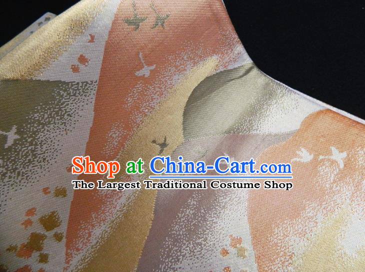 Japanese Handmade Brocade Kimono Waistband Classical Yukata Dress Hekoobi Accessories Traditional Cranes Pattern Belt