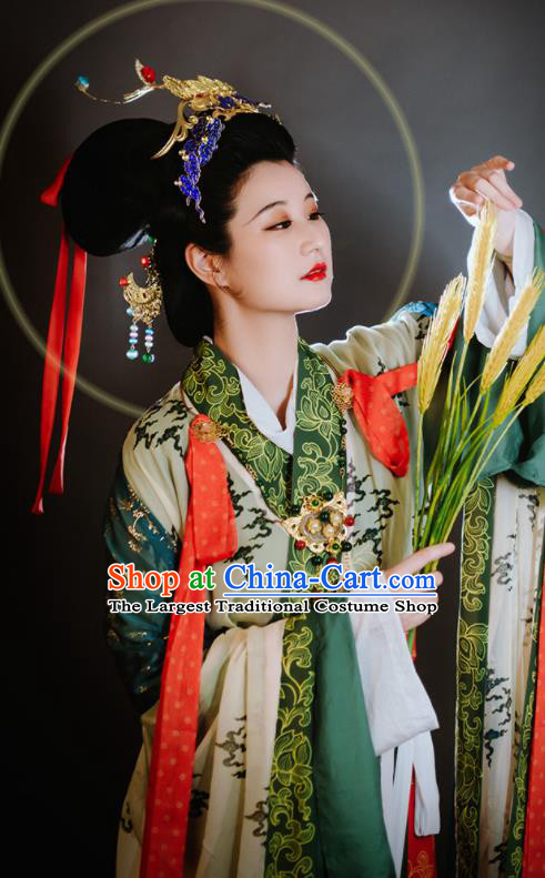 China Traditional Historical Costumes Ancient Goddess Queen Dress Clothing Song Dynasty Court Empress Hanfu Garments Complete Set