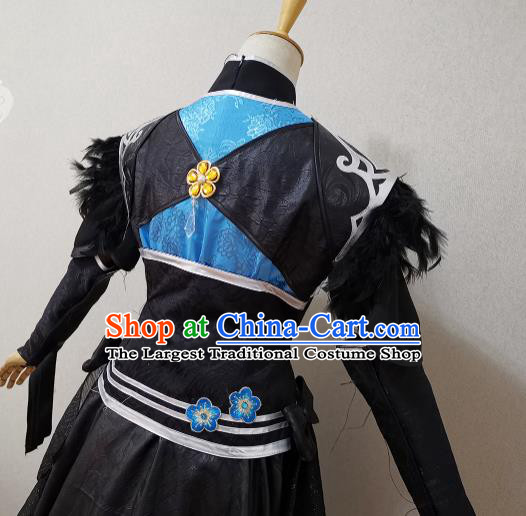 China Traditional JX Online Female Castellan Clothing Cosplay Fairy Garment Costumes Ancient Swordswoman Short Dress Outfits