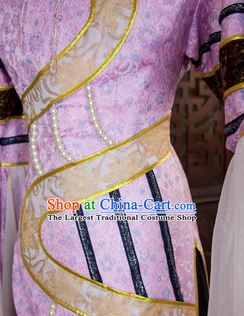 China Traditional Puppet Show Yue Yinhe Clothing Cosplay Fairy Queen Garment Costumes Ancient Empress Pink Hanfu Dress