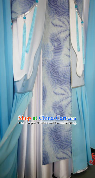 China Cosplay Immortal Hanfu Clothing Ancient Royal Highness Garment Costumes Traditional Puppet Show Swordsman Blue Uniforms