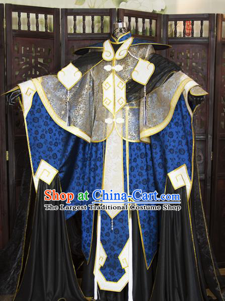 China Traditional Puppet Show Swordsman Tan Wuyu Uniforms Cosplay Royal Prince Hanfu Clothing Ancient King Garment Costumes