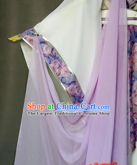 China Cosplay Fairy Queen Garment Costumes Ancient Princess Lilac Hanfu Dress Traditional Puppet Show Swordswoman Clothing