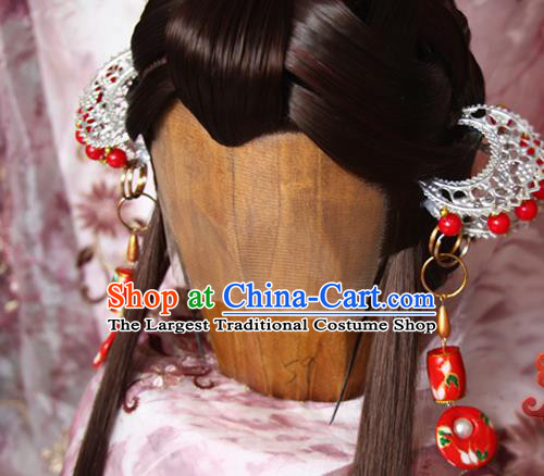 Chinese Traditional Puppet Show Goddess Nuhuo Hair Accessories Cosplay Queen Headdress Ancient Swordswoman Wigs and Hair Crown