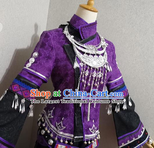Professional China Ancient Young Beauty Purple Dress Outfits Traditional Ethnic Princess Clothing Cosplay Female Swordsman Garment Costumes