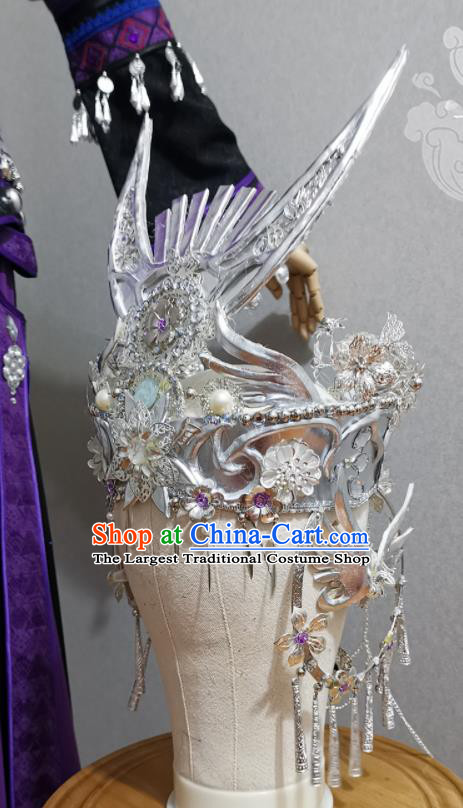 Handmade Chinese Miao Ethnic Princess Hat Cosplay Young Lady Headwear Traditional Swordswoman Headdress