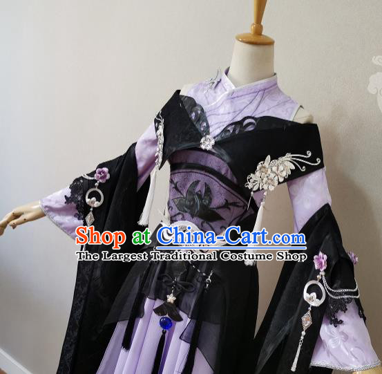 Professional China Cosplay Female Swordsman Garment Costumes Ancient Young Lady Lilac Dress Outfits Traditional Game Beauty Clothing