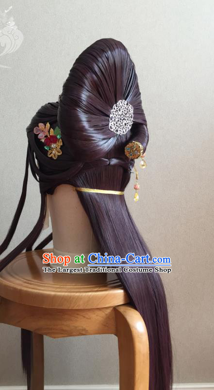 China Ancient Princess Wigs and Hairpins Headpieces Traditional Puppet Show Li Jianshi Hair Accessories Cosplay Goddess Headdress
