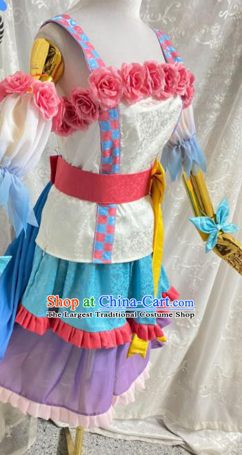 Top Cosplay Young Lady Colorful Dress Halloween Fancy Ball Garment Costume Cartoon Tang Wutong Clothing