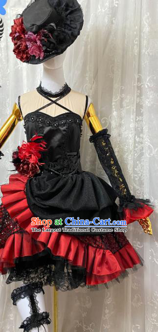 Top Cosplay Angel Black Short Dress Halloween Fancy Ball Garment Costume Cartoon Gothic Princess Clothing