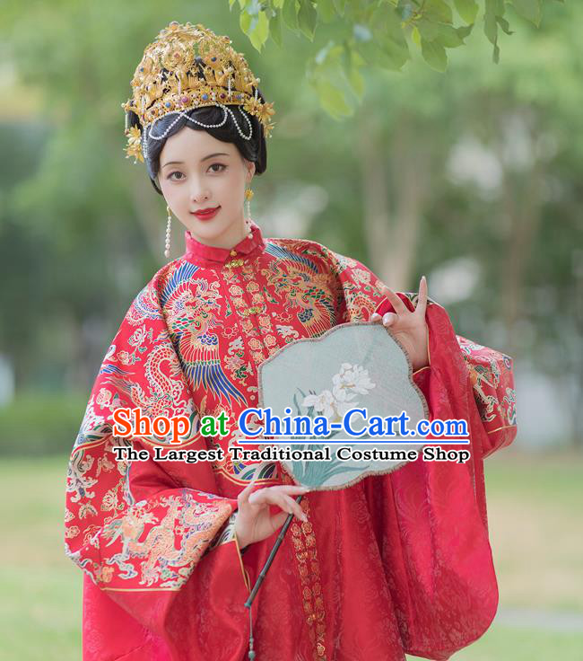 China Ancient Royal Countess Garment Costumes Traditional Nobility Mistress Hanfu Dress Attire Ming Dynasty Wedding Historical Clothing Complete Set