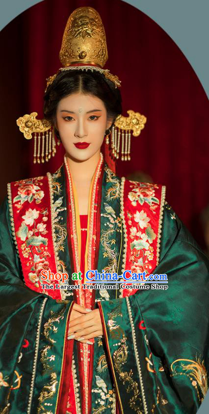 China Traditional Embroidered Wedding Hanfu Attire Song Dynasty Empress Historical Clothing Ancient Court Bride Garment Costumes