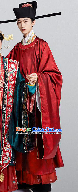 China Ancient Young Childe Garment Costumes Traditional Wedding Hanfu Robe Attire Song Dynasty Official Historical Clothing for Men