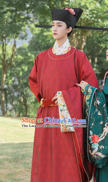China Ancient Young Childe Garment Costumes Traditional Wedding Hanfu Robe Attire Song Dynasty Official Historical Clothing for Men