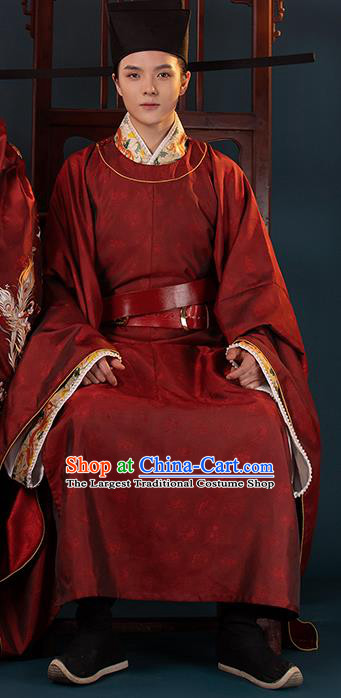 China Ancient Young Childe Garment Costumes Traditional Wedding Hanfu Robe Attire Song Dynasty Official Historical Clothing for Men